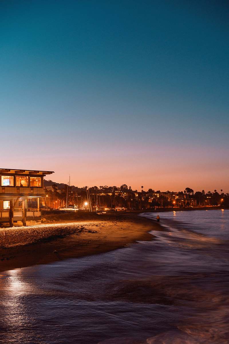 santa barbara house beside body of water dusk